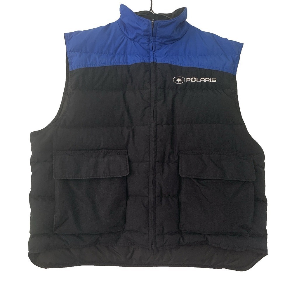VTG PURE Polaris Puffy Vest Black Blue Duck Down Feathers Mens Size XL RARE - Picture 4 of 16